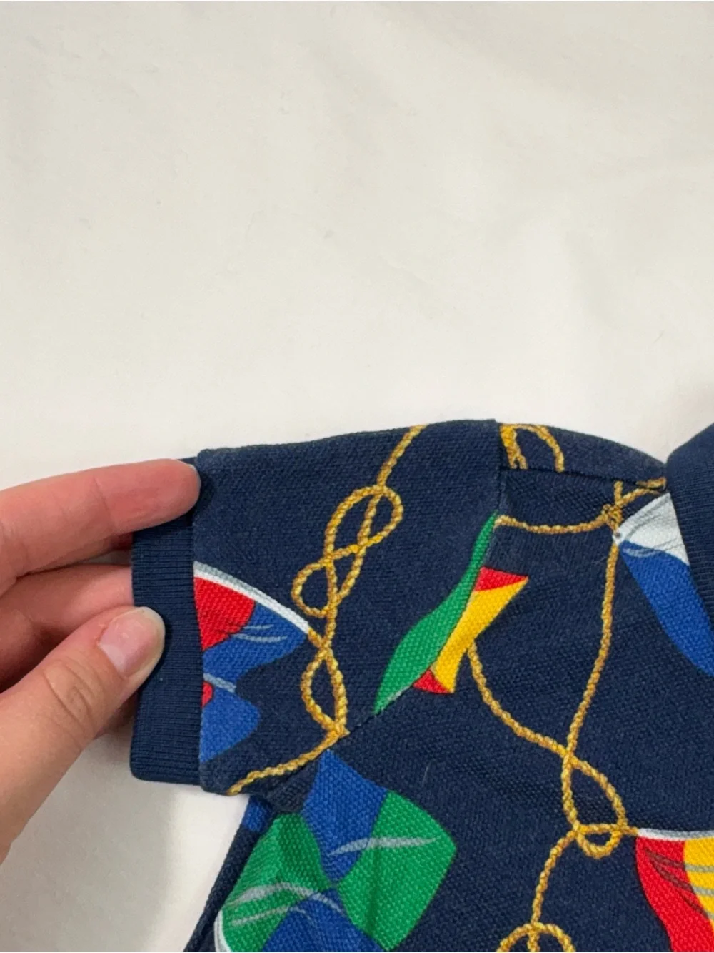 Ralph Lauren Baby Nautical Flag Boating Short Sleeve Collared Woven Romper 6M